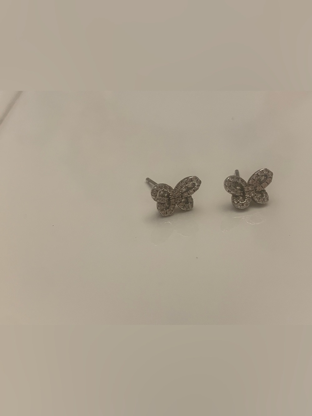 Silver Butterfly Pavé Stud Earrings - Elegant Women's Jewelry
